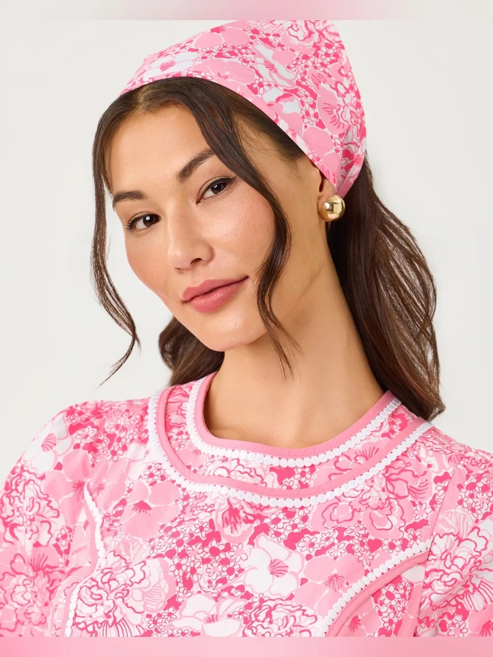 Lilly Pulitzer Floral Bandana Trio in Pink & Green NWOT